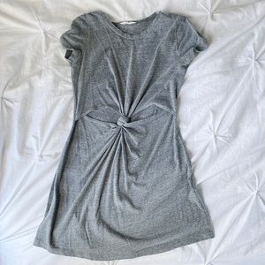 Gray Knotted T Shirt Dress